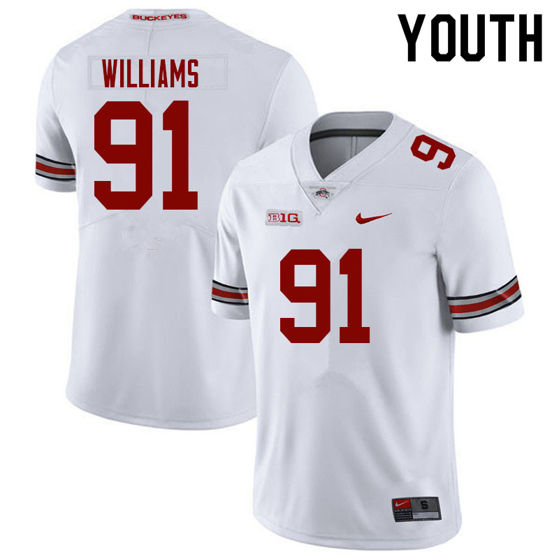 Ohio State Buckeyes Tyleik Williams Youth #91 White Authentic Stitched College Football Jersey